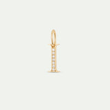 Gold Letter I Pendant with Crystals