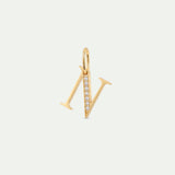 Gold Letter N Pendant with Crystals