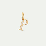 Gold Letter P Pendant with Crystals
