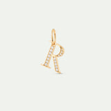 Gold Letter R Pendant with Crystals