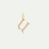 Gold Letter U Pendant with Crystals
