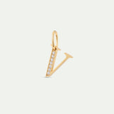 Gold Letter V Pendant with Crystals