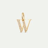 Gold Letter W Pendant with Crystals