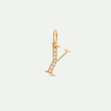 Gold Letter Y Pendant with Crystals
