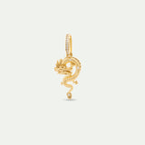 Gold Dragon Pendant with Crystals, Power and Luck