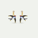 Alice, Swallow and Crystal Clip-On Earrings