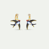 Alice, Swallow and Crystal Clip-On Earrings