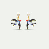 Alice, Swallow and Crystal Post Earrings