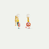Hansel and Gretel Asymmetrical Clip-On Earrings with A Pearl