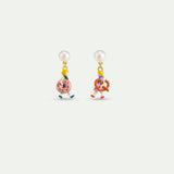 Hansel and Gretel Asymmetrical Post Earrings with A Pearl