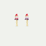 Asymmetrical Pink and Purple Dwarf Clip-On Earrings
