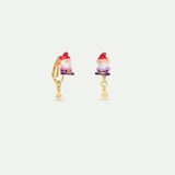 Asymmetrical Pink and Purple Dwarf Clip-On Earrings