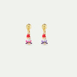 Asymmetrical Pink and Purple Dwarf Clip-On Earrings