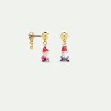 Asymmetrical Pink and Purple Dwarf Post Earrings