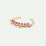 Seven Dwarves and Gold Flower Cuff Bracelet