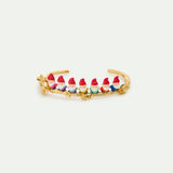 Seven Dwarves and Gold Flower Cuff Bracelet