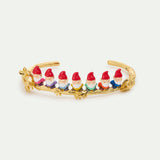 Seven Dwarves and Gold Flower Cuff Bracelet
