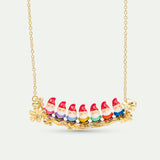 Seven Dwarves and Gold Flower Statement Necklace