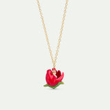Red Tulip and Thumbelina Pendant Necklace