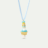 Alice and Imitation Pearl Blue Pendant Necklace