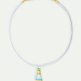 Alice and Imitation Pearl Blue Pendant Necklace