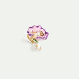Mallow Flower Adjustable Ring with Thumbelina and Imitation Pearl
