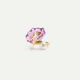 Mallow Flower Adjustable Ring with Thumbelina and Imitation Pearl
