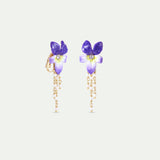 Violet and Cultured Pearls Dangle Clip-On Earrings