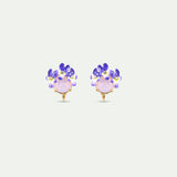 Clip-On Earrings with Round Pink and Purple Faceted Stones
