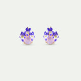 Sleeper Earrings with Round Pink and Purple Faceted Stones