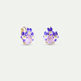 Sleeper Earrings with Round Pink and Purple Faceted Stones