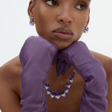 Sleeper Earrings with Round Pink and Purple Faceted Stones