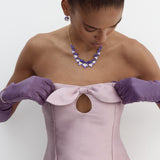 Violets and Faceted Crystal Statement Necklace