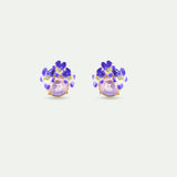 Post Earrings with Round Pink and Purple Faceted Stones