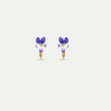 Violet and Faceted Crystal Earrings - Clip-On