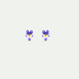 Violet and Faceted Crystal Post Earrings