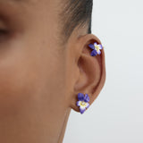Violet and Faceted Crystal Post Earrings