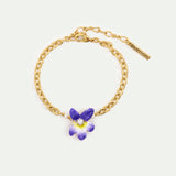 Violet and Faceted Crystal Bracelet