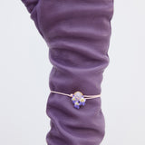 Pink Faceted Round Stone and Violet Cord Bracelet