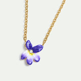 Violet and Faceted Crystal Necklace