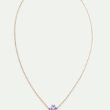 Round Pink Faceted Stone and Violet Necklace
