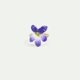 Large Violet and Faceted Crystal Adjustable Ring