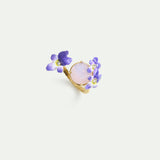 Round Pink Faceted Stone and Violet Adjustable Ring