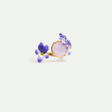 Round Pink Faceted Stone and Violet Adjustable Ring