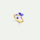 Small Violet and Faceted Crystal Ring