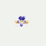 Small Violet and Faceted Crystal Ring