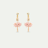 Ballerina Clip-On Earrings with Pink Beads and White Crystal