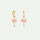Ballerina Clip-On Earrings with Pink Beads and White Crystal