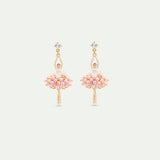 Ballerina Post Earrings with Pink Beads and White Crystal