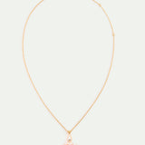 Ballerina Pendant Necklace with Pink Beads and White Crystal